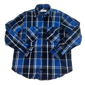 TNA Artizia Flannel Shirt Womens Size XS Blue Plaid Cotton Button Long Sleeves